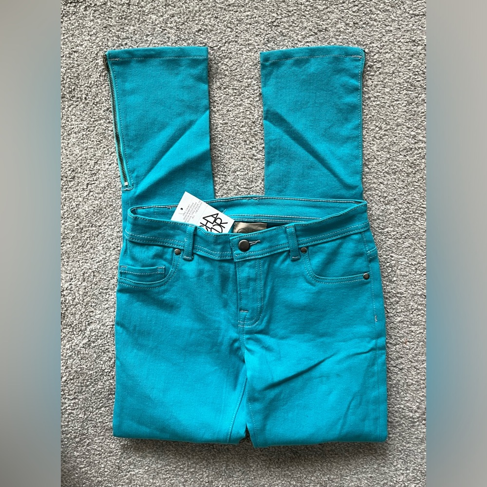 NWT Chaser Denim Skinny Jeans in Tropical Turquoise Zinger Size Medium
